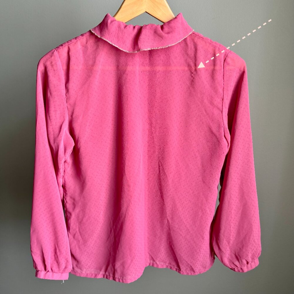Pink Ruffle Sheer Vintage Blouse - Picture 5 of 16